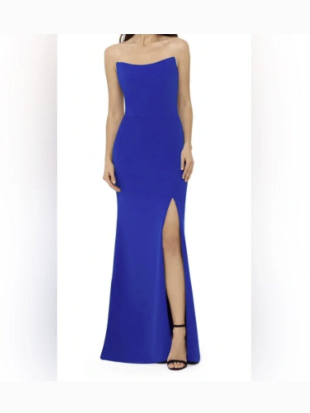 NWT Betsy & Adam Royal Blue Strapless Crepe Gown Size 6 $239